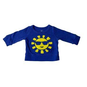 Baby Gap Blue Sweatshirt With Sun Graphic & "Shine On Little Guy" Text Sz 6-12M